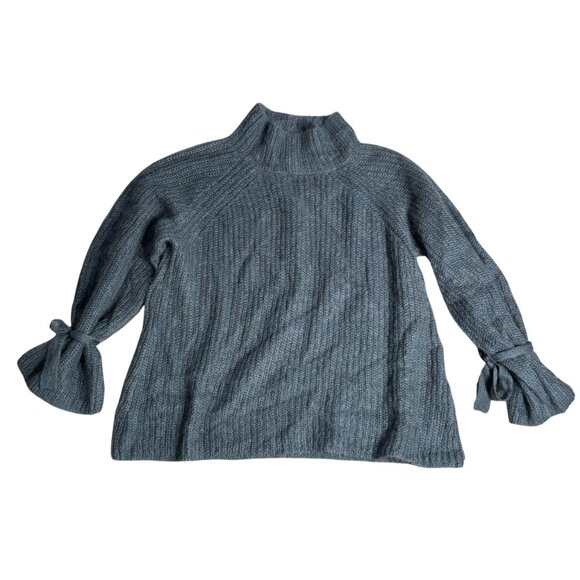 NAADAM Umbriel Turtleneck Sweater gray size M medium mohair wool tie sleeve - Picture 1 of 12